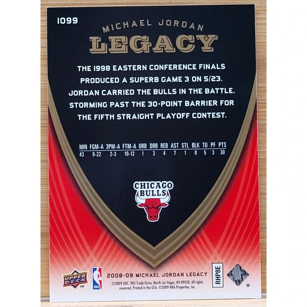 2008-09 UPPER DECK MICHAEL JORDAN LEGACY MICHAEL JORDAN #1099 CHICAGO BULLS